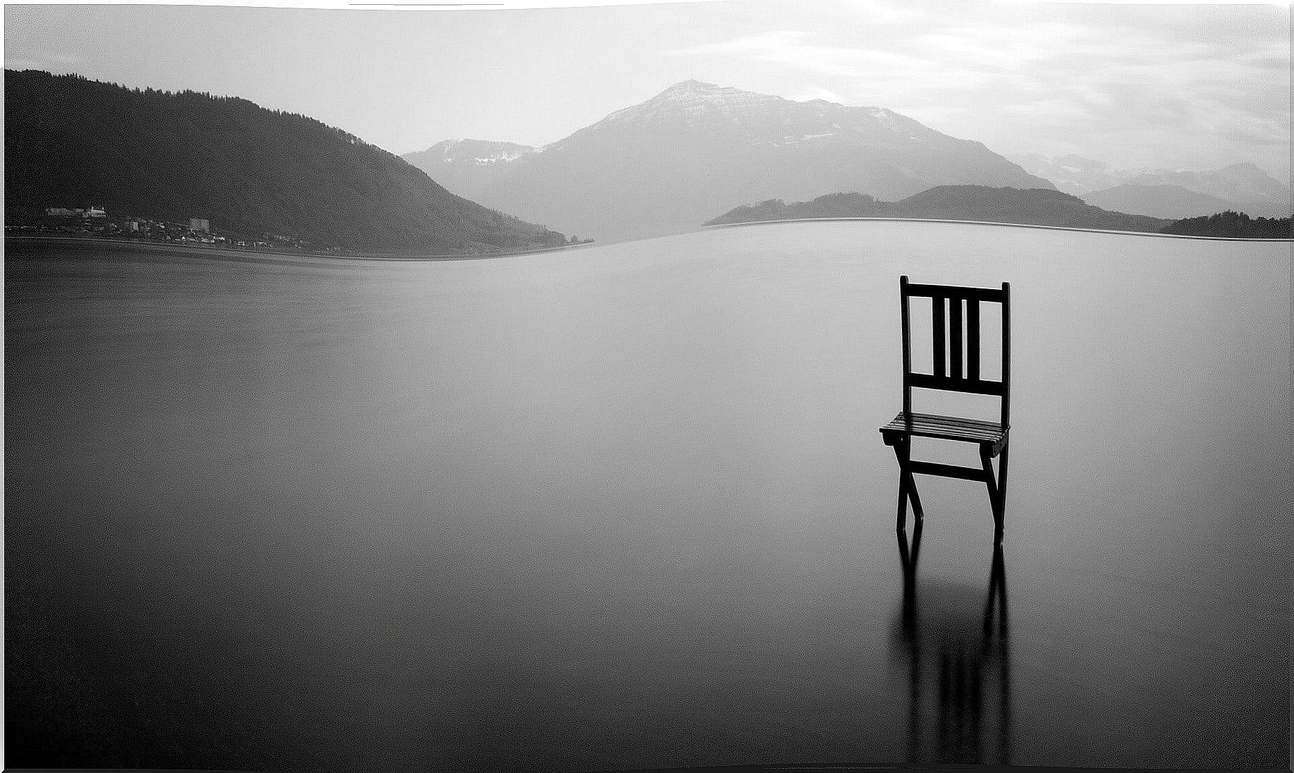 Chair in the void representing a meditation retreat