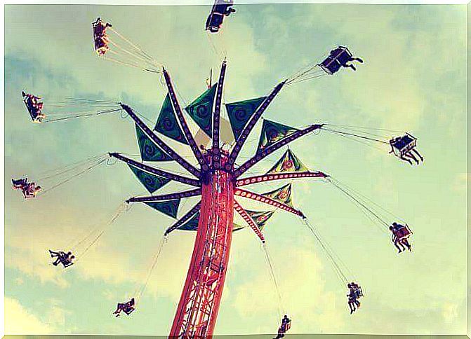 People sitting on an attraction