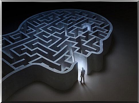 Man facing head in labyrinth shape