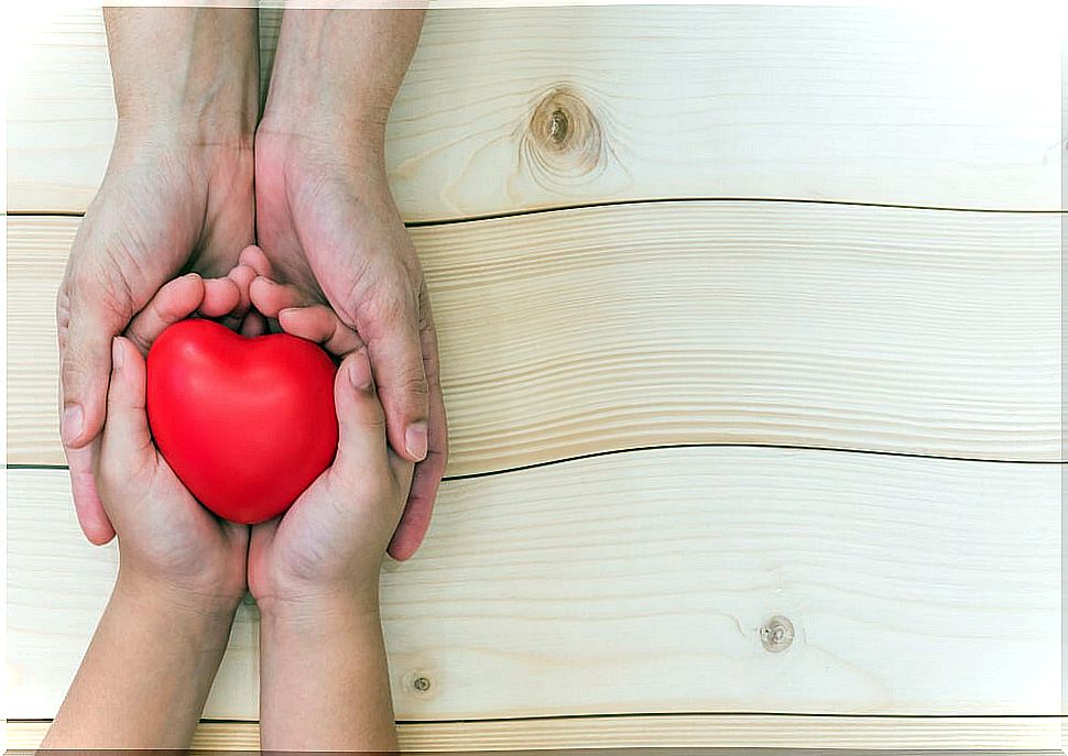 Child with heart in his hands