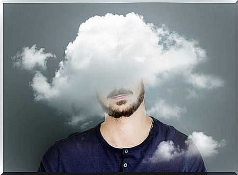 Man with clouds on his head symbolizing when the couple separates us from friends and family