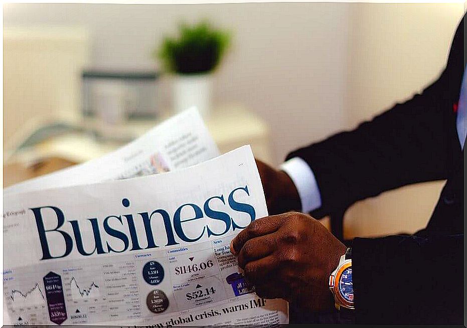 Man reading a newspaper